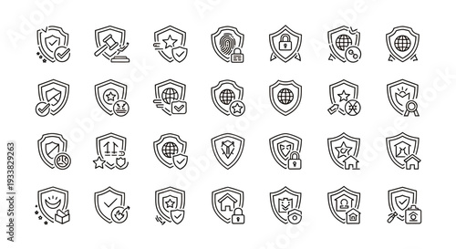 Collection of grayscale vector icons arranged in a grid pattern for design resources.