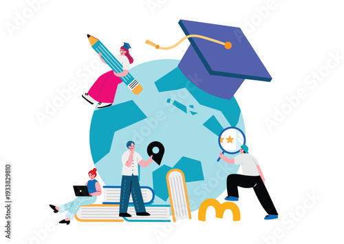 留学生のイラストセット