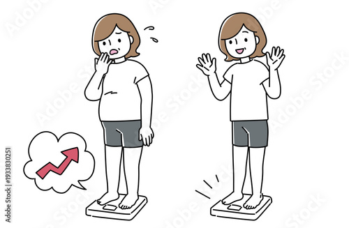 ダイエットに成功した女性のイラストセット