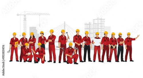 Construction Workers Team Building Site.