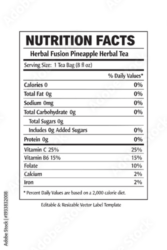 Nutrition facts label template design cutout isolated illustration on transparent background layout
