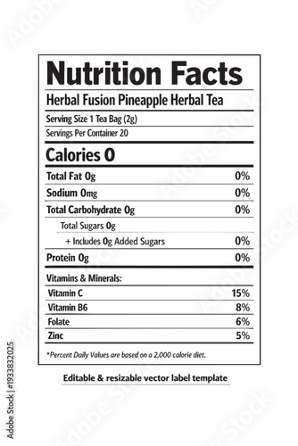 Nutrition facts label template design cutout isolated illustration on transparent background layout