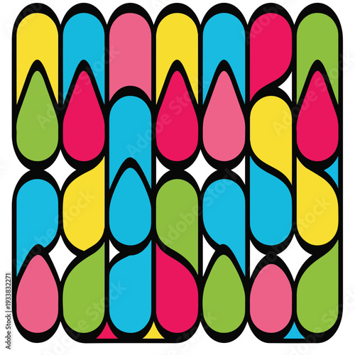 Vibrant teardrop shapes in colorful pattern, abstract design with teardrops, shapes, pattern, colors, design, art, teardrop, vibrant, colorful, abstract