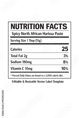 Nutrition facts label template design cutout isolated illustration on transparent background layout