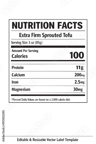 Nutrition facts label template design cutout isolated illustration on transparent background layout