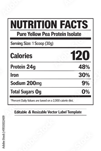 Nutrition facts label template design cutout isolated illustration on transparent background layout