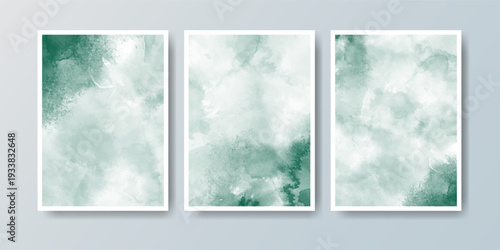 Set of cards with bright colorful vector watercolor background. Design for your date, postcard