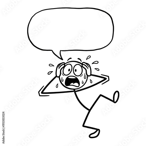 Extreme Surprise Stick Figure with Blank Speech Bubble