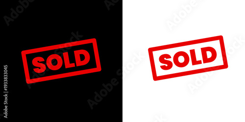 Red Sold Stamp Label Isolated on Black Background Vector Illustration