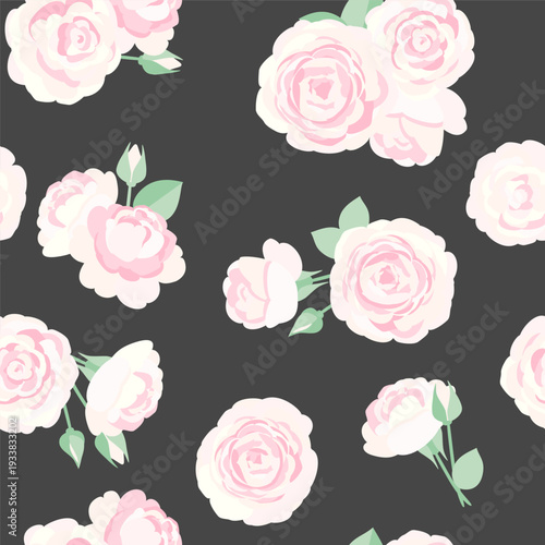 ピンクのバラのレトロなシームレスパターン