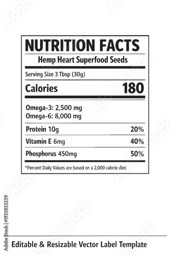 Nutrition facts label template design cutout isolated illustration on transparent background layout