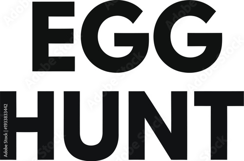 Simple easter egg hunt graphic with bold text on pastel background