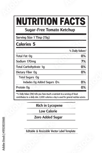 Nutrition facts label template design cutout isolated illustration on transparent background layout