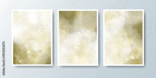 Set of cards with bright colorful vector watercolor background. Design for your date, postcard