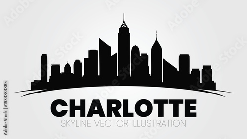 Charlotte North Carolina city skyline silhouette vector.
