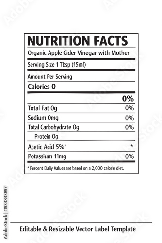 Nutrition facts label template design cutout isolated illustration on transparent background layout
