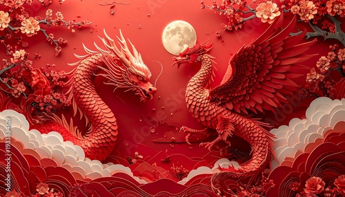 Dragon and Phoenix Lunar New Year Celebration - A Symbol of Harmony.