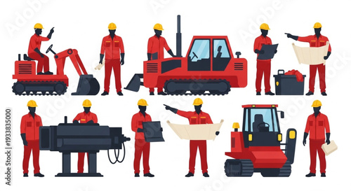 Construction Workers with Heavy Machinery.