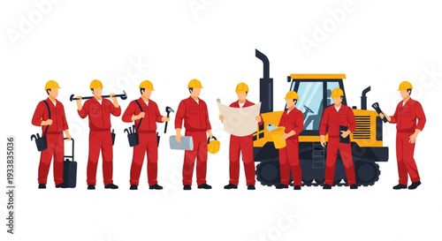 Construction Workers with Heavy Machinery.