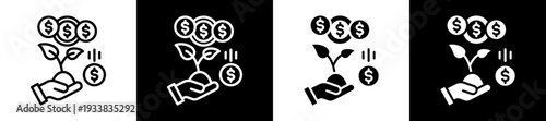Seed Funding Icon Set In Black And White Filled Style Collection