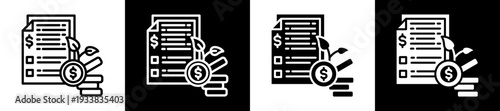 Portfolio Investment Icon Set In Black And White Filled Style Collection