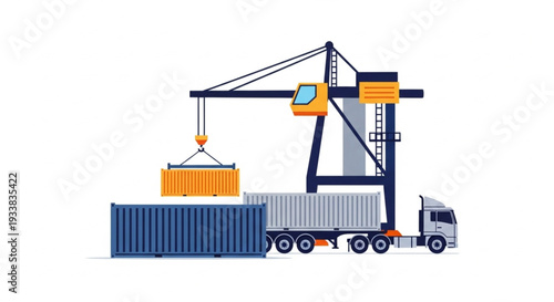 Container being loaded onto truck.