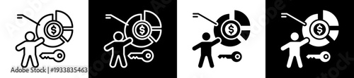 Ownership Stake Icon Set In Black And White Filled Style Collection