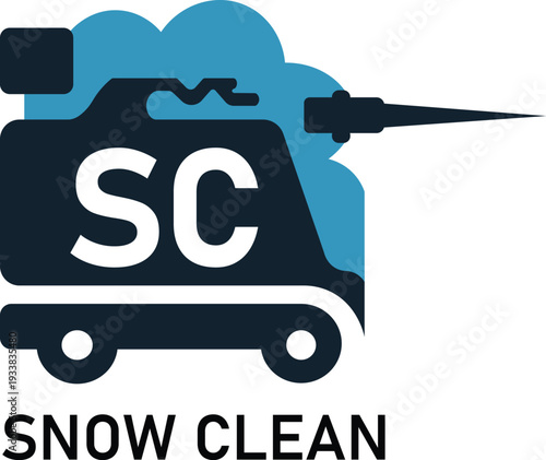 Modern Flat Design Logo for Snow Clean Service with Stylized Snow Blower