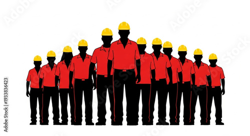 Construction Workers Team Standing Together.