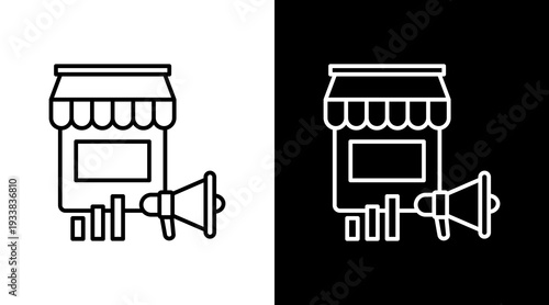 Sme Marketing Outline White Icon Set Design