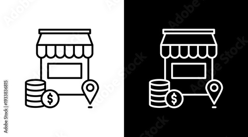 Local Business Outline White Icon Set Design