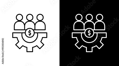 Customer Management Outline White Icon Set Design