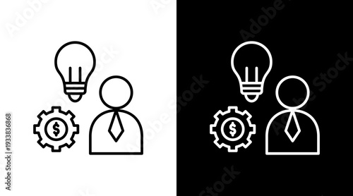 Entrepreneurship Outline White Icon Set Design