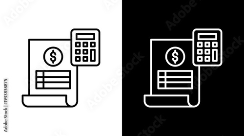 Accounting Outline White Icon Set Design