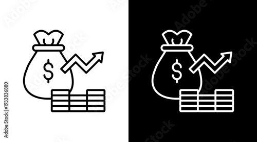 Funding Outline White Icon Set Design