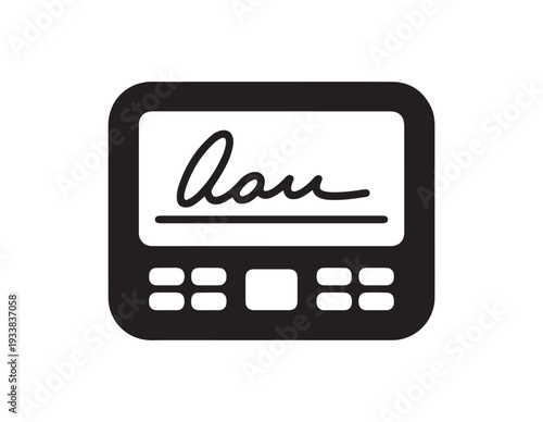 Digital electronic signature pad device for secure document approval and paperless business transaction processing icon