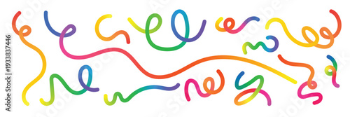 Vibrant Multi Color Abstract Squiggle Pattern, Playful Line Background