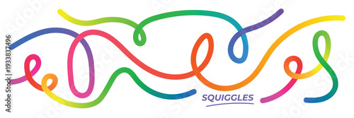 Bold Colorful Curved Lines Abstract Background, Modern Minimal Art