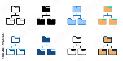 Organization icons set multiple style collection. Editable stroke 

