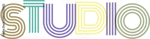 Creative studio text illustration using geometric line art for architectural firms and design agencies branding projects