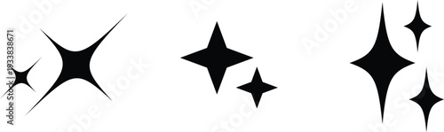Variety of black shine icons and sparkle symbols representing clean and brilliant effects against white