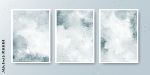 Set of cards with bright colorful vector watercolor background. Design for your date, postcard