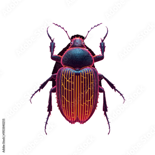 Vibrant colorful beetle with distinctive antennae and shiny elytra