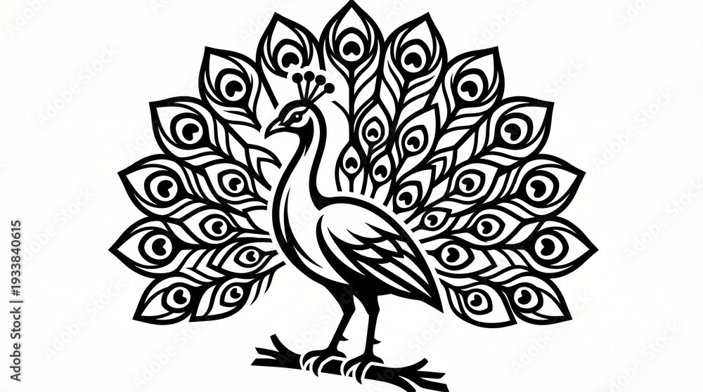 Fototapeta premium Peacock Silhouette Illustration