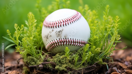 Wallpaper Mural Baseball Resting on Green Mossy Ground Torontodigital.ca