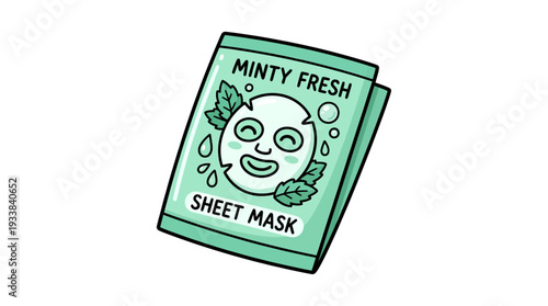 Minty fresh sheet mask package with happy face design