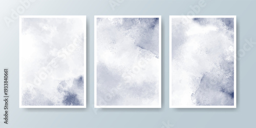 Set of cards with bright colorful vector watercolor background. Design for your date, postcard