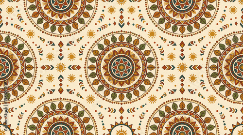 Intricate Floral Pattern with Circular Motifs.