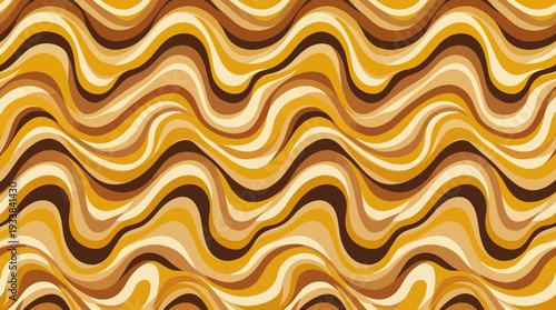 Wavy Pattern with Golden Hues and Curves.