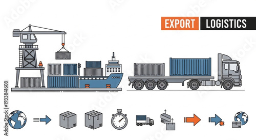 Container Ship Loading and Truck Unloading Logistics.